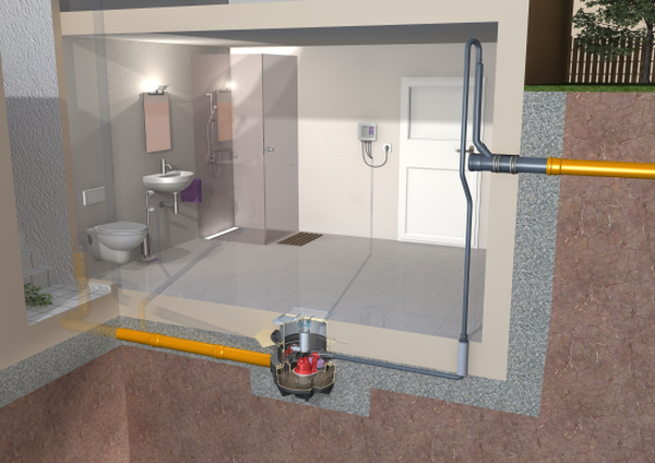 Przepompownia KESSEL Aqualift F Compact do zabudowy w płycie podłogowej z funkcją wpustu