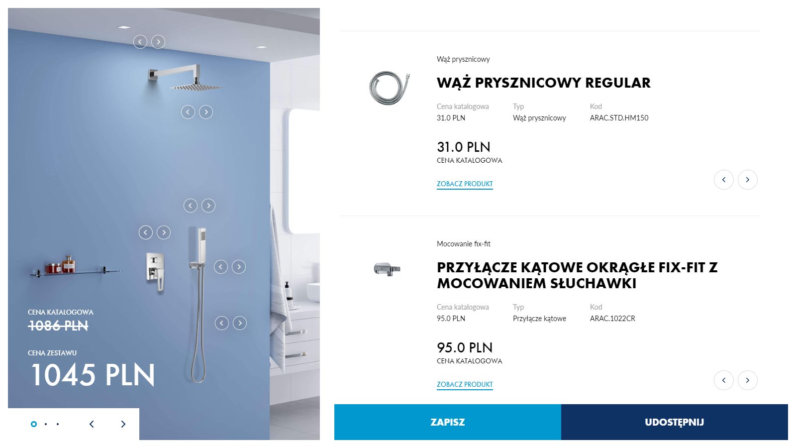 Konfigurator Excellent pozwoli użytkownikowi stać się na chwilę projektantem i stworzyć swój własny zestaw armatur, idealnie pasujący do serii kabin Mazo. Fot. Excellent