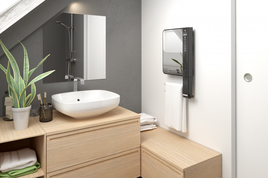 Nowoczesna łazienka: inteligentny grzejnik zintegrowany z lustrem